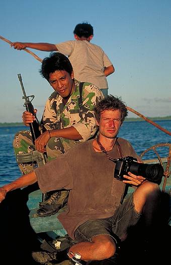 Military escort in the Sulu sea of southern Philippines while in serach of sea snakes. Dr. Zoltan Takacs.
