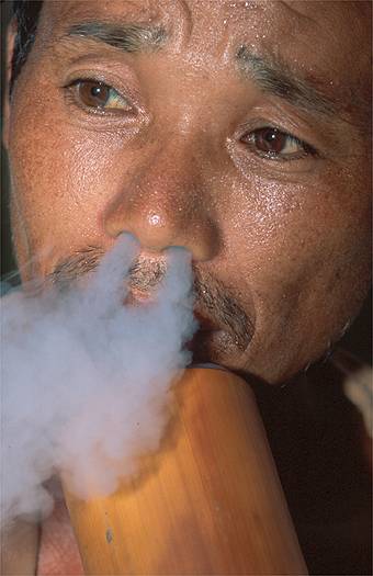 Tobacco water pipe made of bamboo. Yunnan Province. China. Dr. Zoltan Takacs.