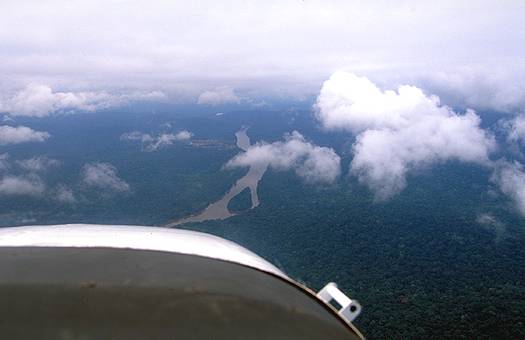Approaching a remote air strip along the Cameroon-Congo border. Lobeke National Park. Dr. Zoltan Takacs.